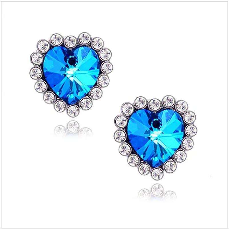 

New authentic Zircon Heart Titanic Heart of Ocean Crystal earrings for women wedding jewelry wholesale