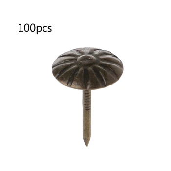 

100pcs Antique Brass Upholstery Nails Tack Stud Pushpin Doornail Hardware Decor Book Thumbtack
