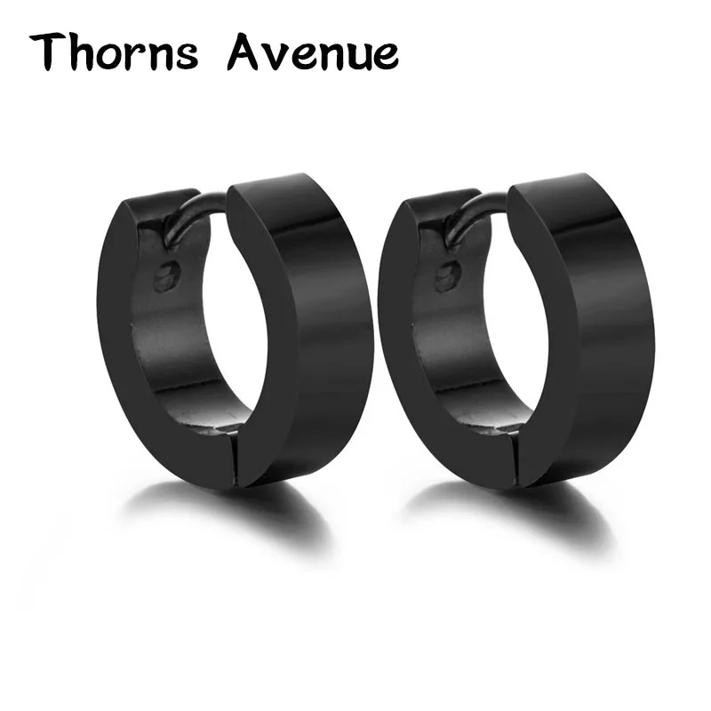 

Thorns Avenue Fashion 1 PC/Lot 6 Colors Stainless Steel Men Hoop Earrings Europe Punk Hoop Earrings For Men Women