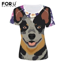 FORUDESIGNS/футболка с изображением австралийской овчарки с принтом Женская Новинка Топ Футболка harajuku короткий рукав забавная футболка для повседневной Леди Девушка