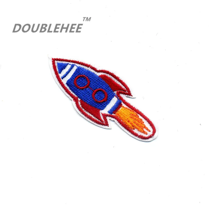 

DOUBLEHEE 2.7cm*6.5cm Embroidered Iron On Patches Rockets Go To Out Space Design Motif T-shirt Bags Applique Accessories