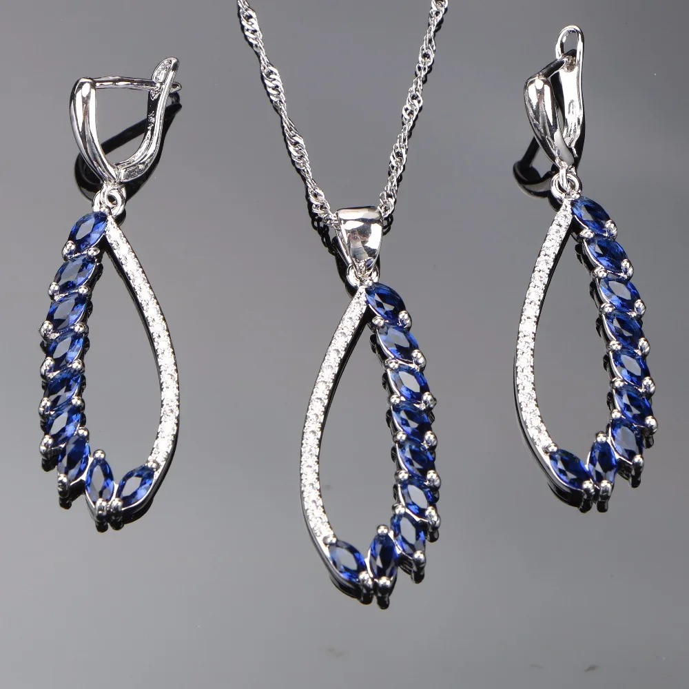 

925 Sterling Silver Zircon Bridal Costume Jewelry Sets For Women Jewelry Wedding Drop Earrings Necklace Set Jewellery Gifts Box