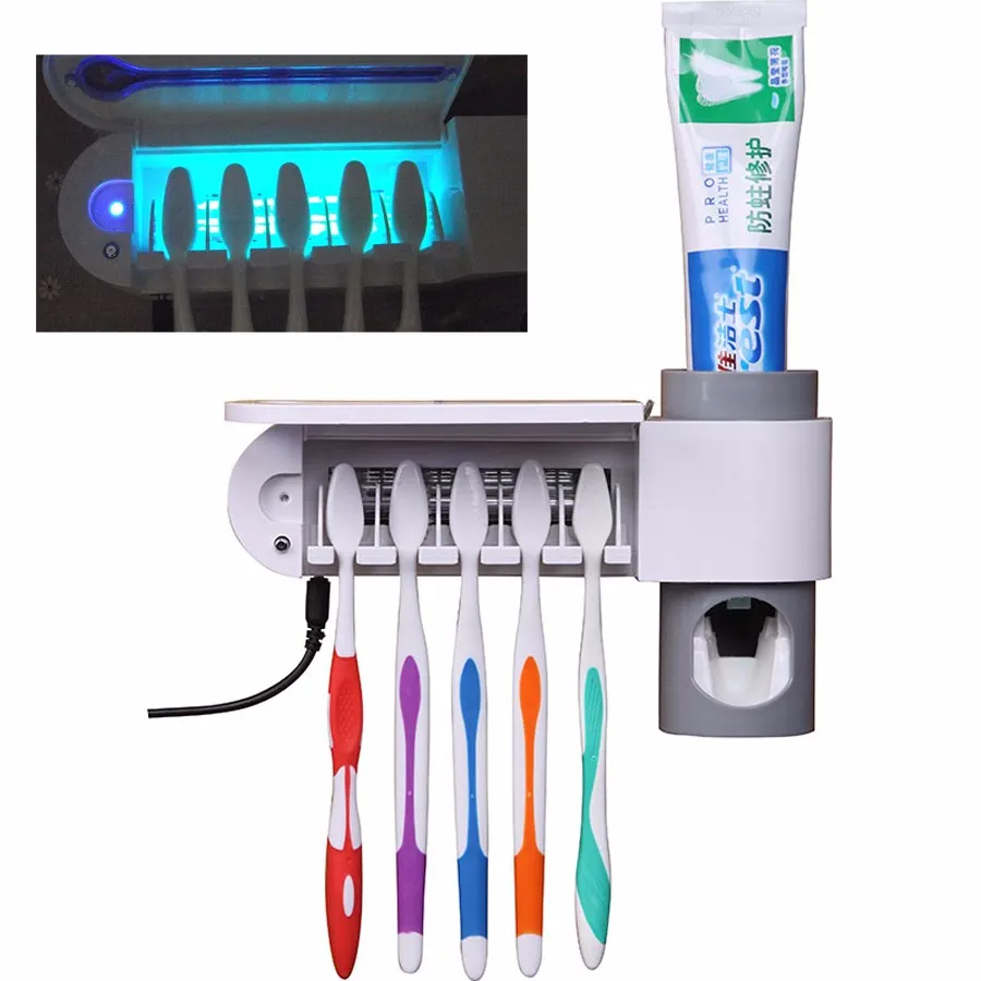 Зубная паста диспенсер настенный зубная щетка дезинфицирующее средство автоматический держатель зубной пасты с 5 зубной щеткой держатель стерилизатора