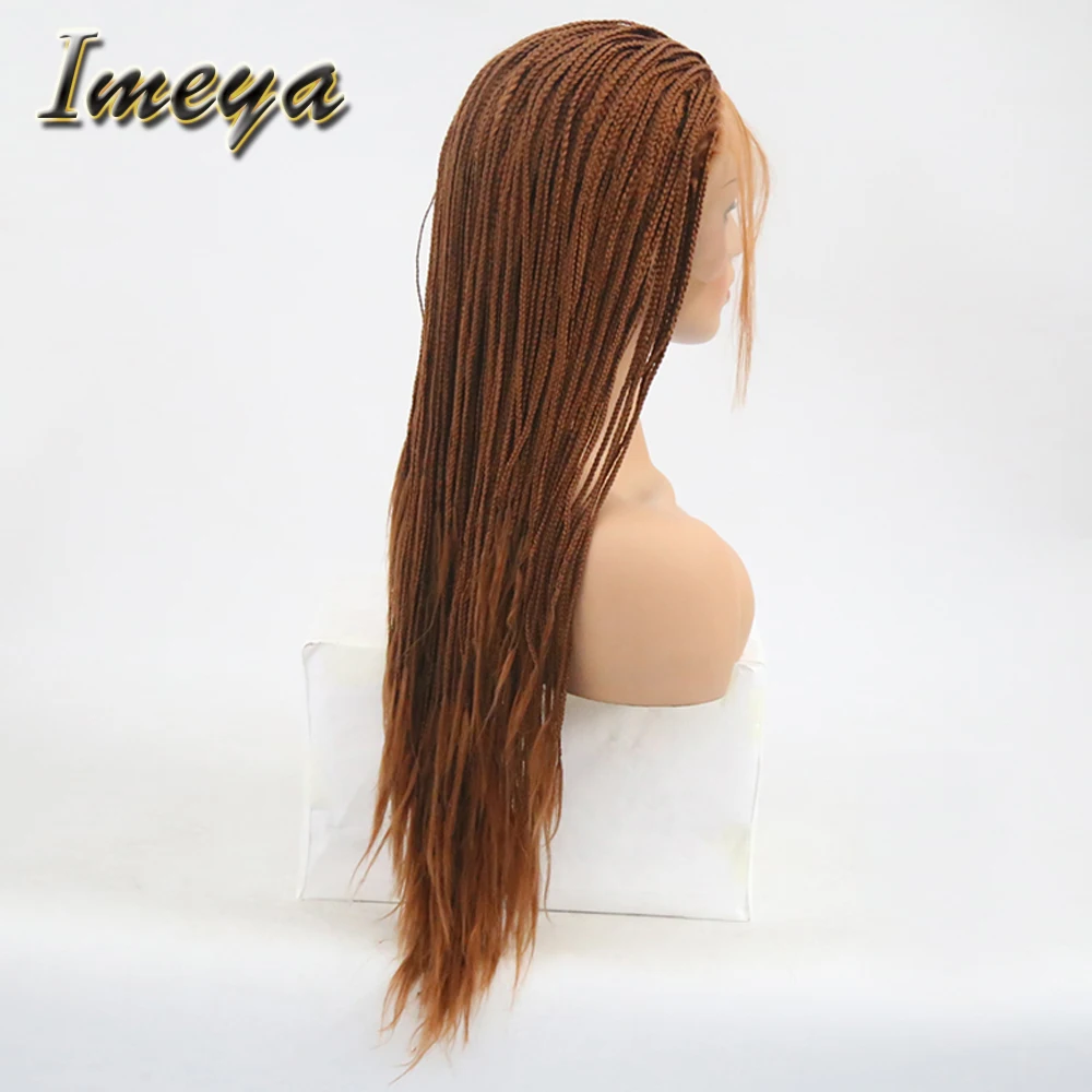Imeya, 150% плотность, синтетический парик на кружеве, длинный, ручная работа, плетеная коробка, косички, 24 дюйма, парики с детскими волосами для черных женщин