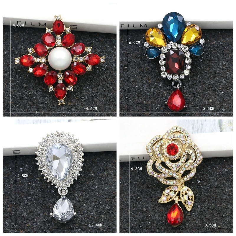 

WEIMANJINGDIAN Assorted Designs Crystal Rhinestones Vintage Brooch Pins for Women's Clothing Ornaments Jewelry