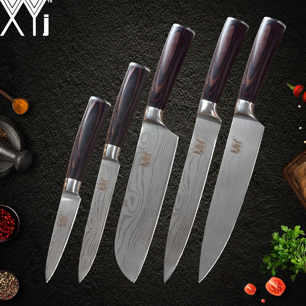 XYj Damascus Veins Stainless Steel Kitchen Knife Accessories High End