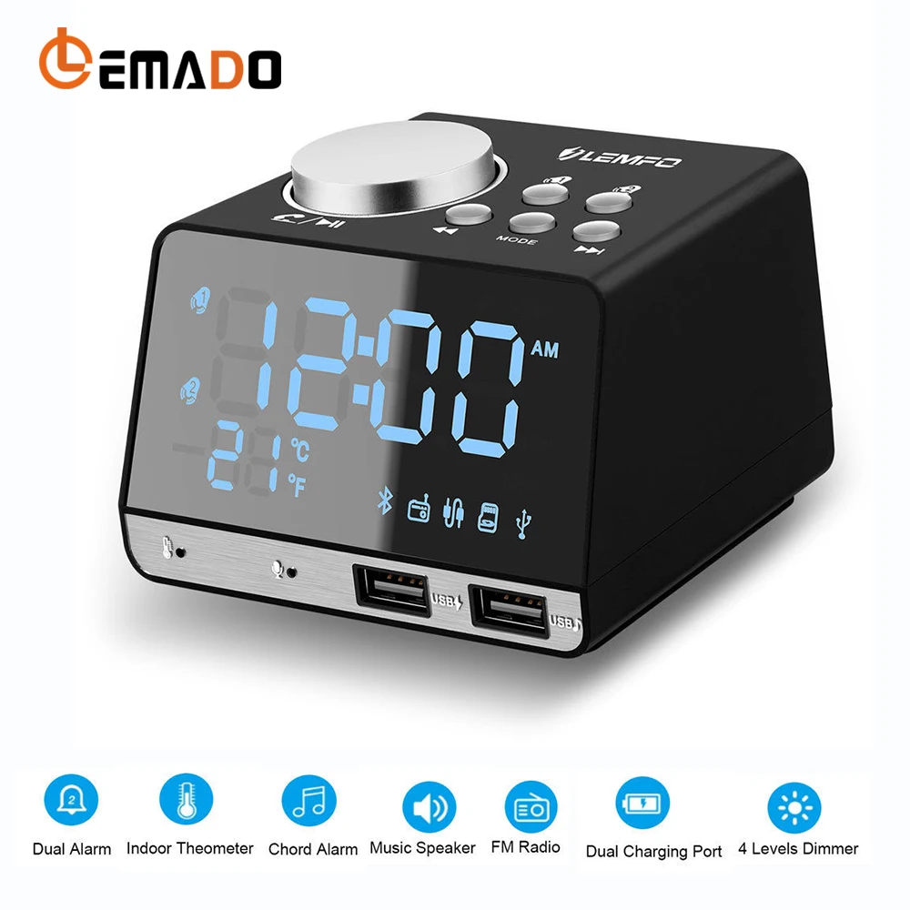 LED Digital Alarm Clock FM Radio with Wireless Bluetooth ...