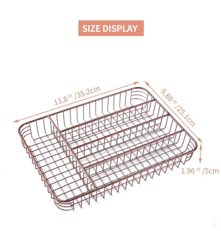 Розовое золото, лоток для хранения посуды, кухонные серебряные столовые приборы, столовые приборы, лоток для хранения, Настольный ящик, разделители, офисный органайзер, держатель