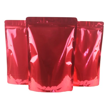 

50pcs color stand up pouch zip lock bags black red blue bag reusable food tea candy party PE Self-sealing nut cereal bag