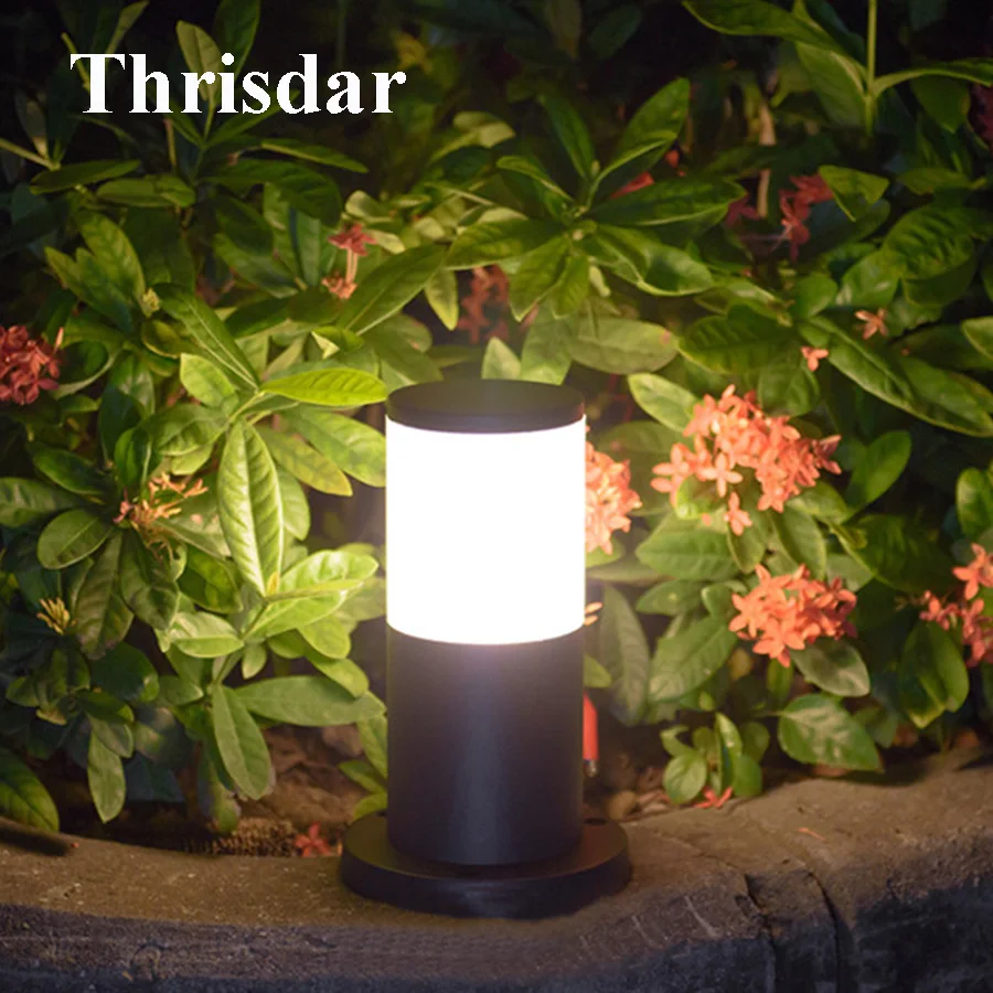 

Thrisdar Upgrade Outdoor Garden Post Lawn Light D9CM 50CM 60CM IP65 Waterproof Aluminum Garden Pathway Villa Pillar Lawn Lamp