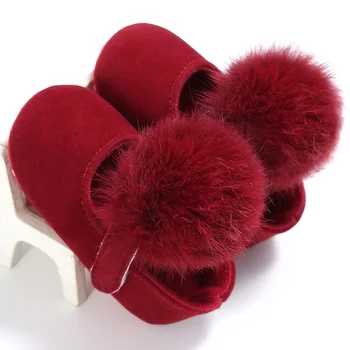 

Lovely Cute Infant Baby Girl Shoes Toddler Pre-walkers Princess Hair Ball Crib Shoes 0-18M Bebe Shoes