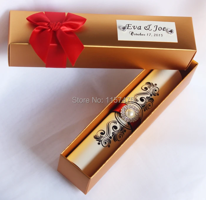 HI2052-26 Royal  Scroll Invitation Card with Golden Box.JPG