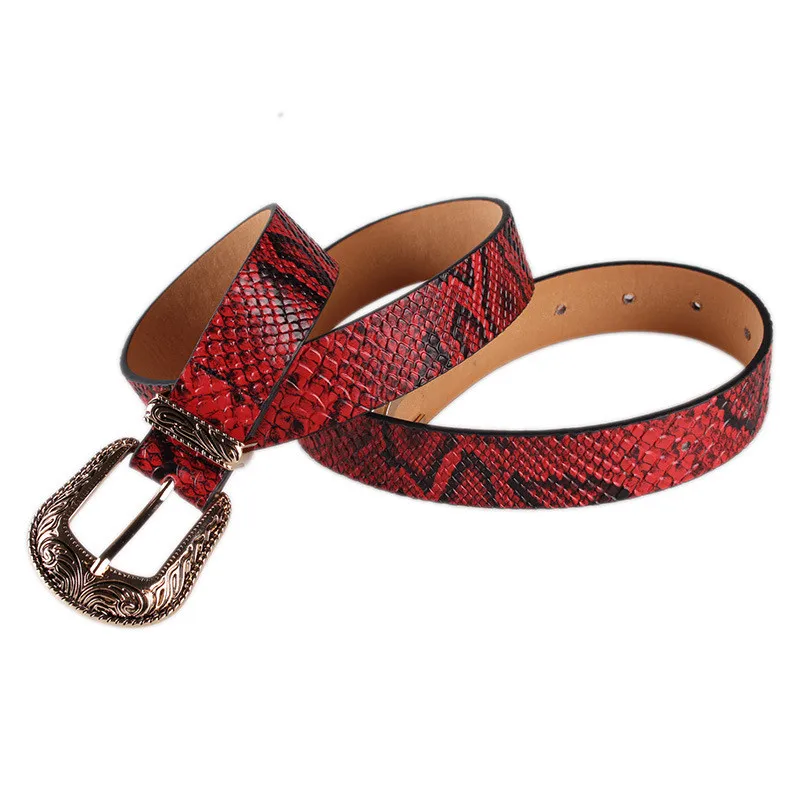 

104x2.7cm High Quality Female Pu Leather Snake Pattern Waist Belt Women 2019 Hot Designer Belts Women's Dress Serpentine Strap