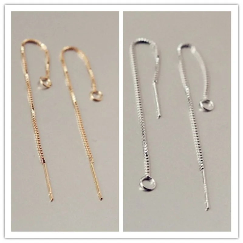 

925 Sterling Silver Thread Earrings Threader Earwires with Open Jump Rings Earring Findings 1 Pair Length 86mm