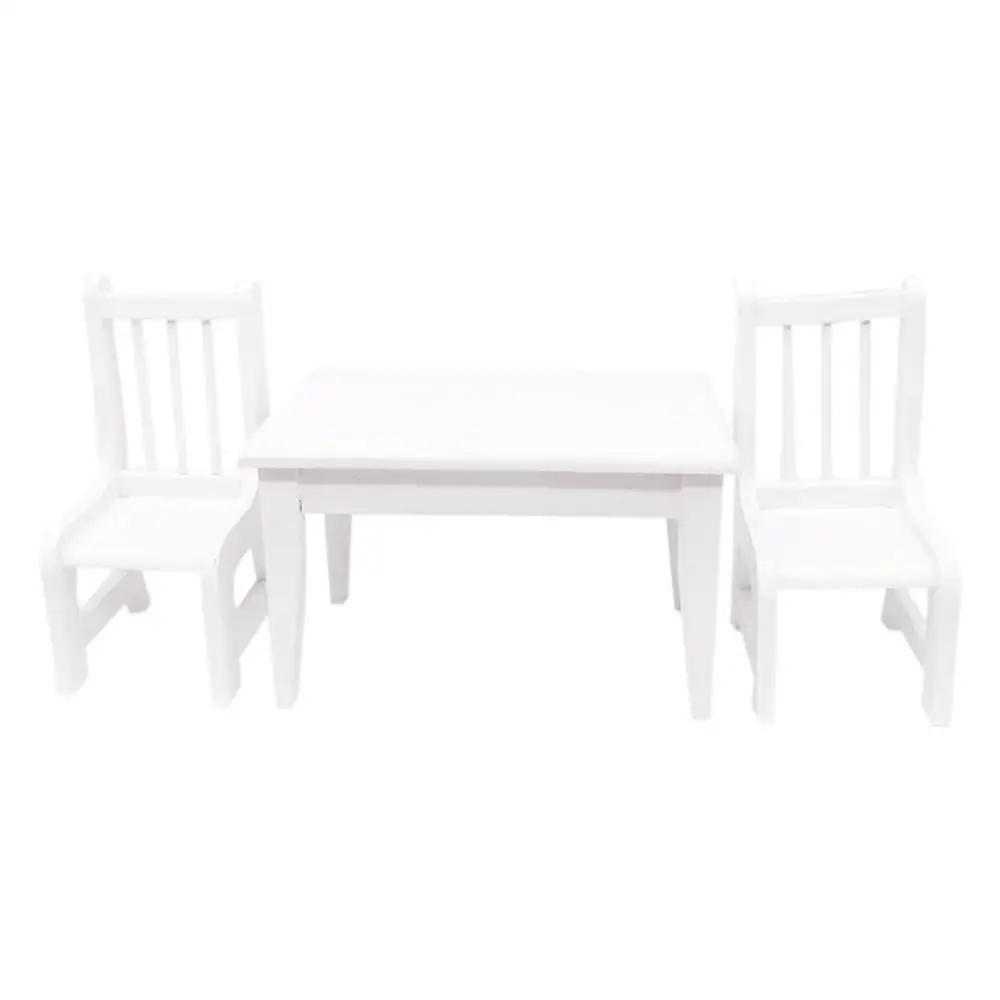  1:12 Dollhouse Miniature Furniture Wooden White Dining Table Chair Model Set Living Room Play Toys 