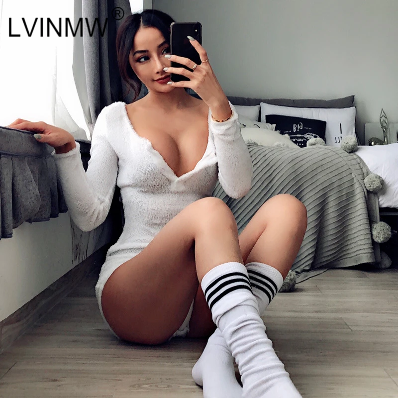 Женский бархатный комбинезон LVINMW однотонный Облегающий с длинным рукавом и