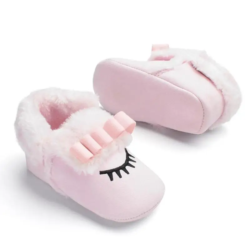 Симпатичные для маленьких мальчиков для девочек из флиса с принтом обувь малышей противоскользящие кроссовки для малышей мягкая подошва