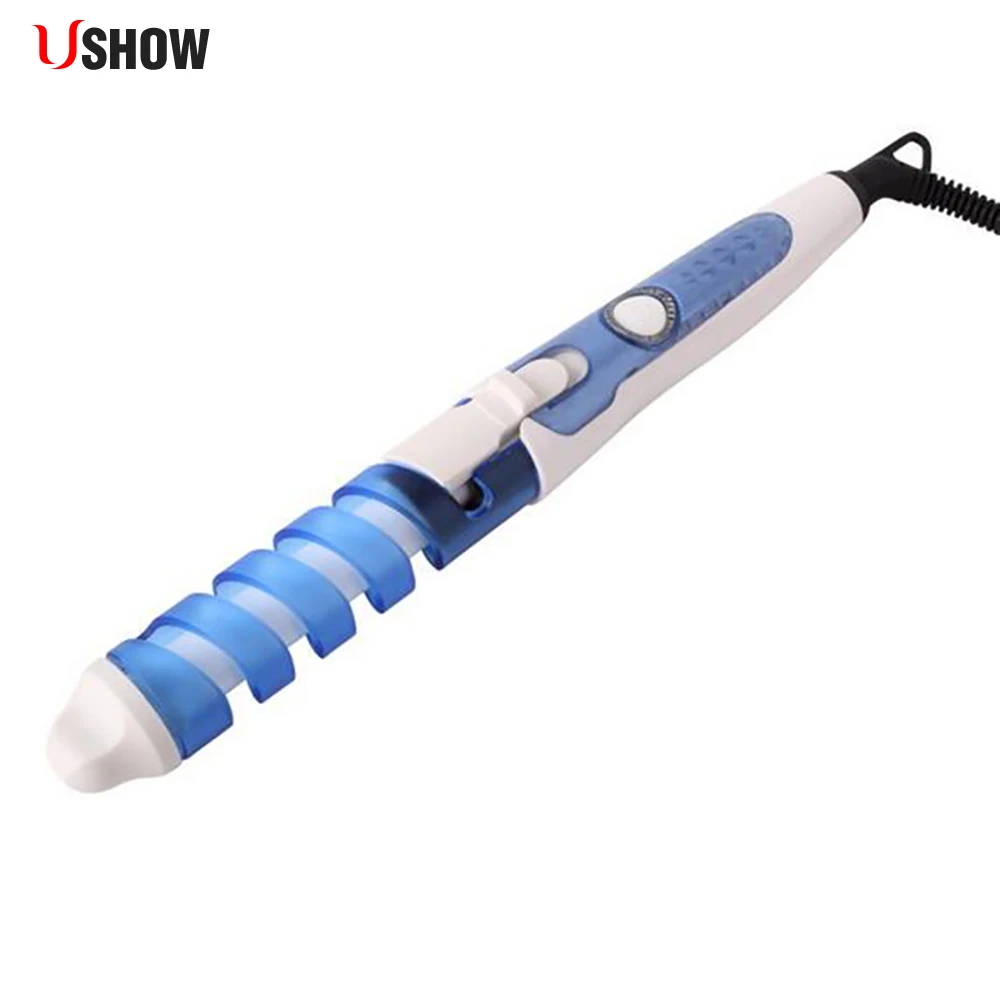 

USHOW Ceramic Pro Wave Hair Crimper Hair Salon Spiral Curl Ceramic Curling Iron Hair Curler Roller Maker DIY Styling Tools