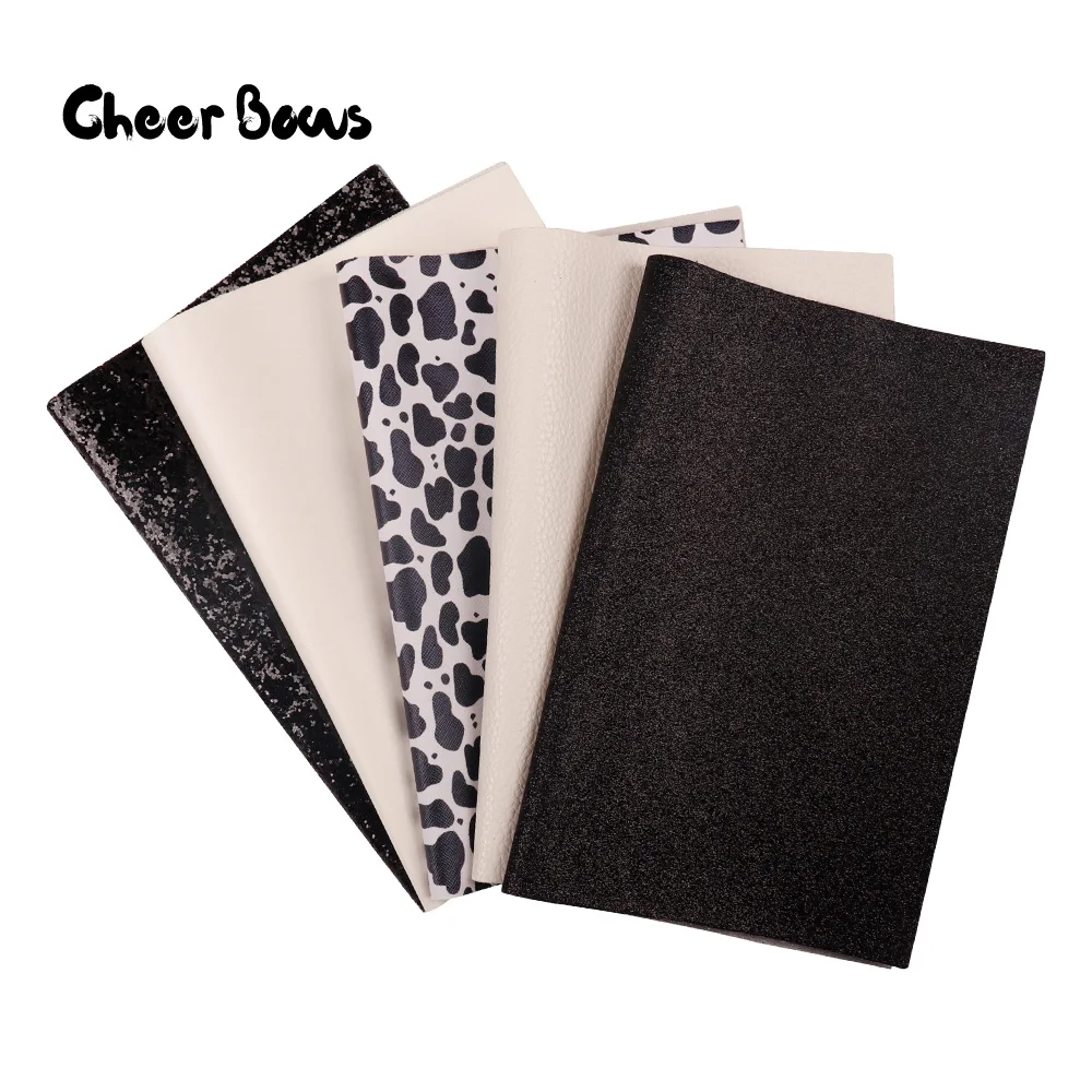 

5Pcs/Set 22*30CM Concise Black Series Sheet Multiple Leather Material Set For Handmade Crafts Cloth Sewing Decorative Materials