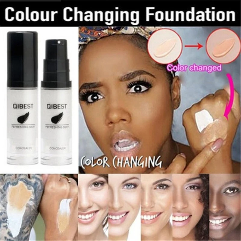 

Face Makeup Color Changing Liquid Foundation Base Nude Face Full Cover Concealer Change To Your Skin Tone By Just Blending