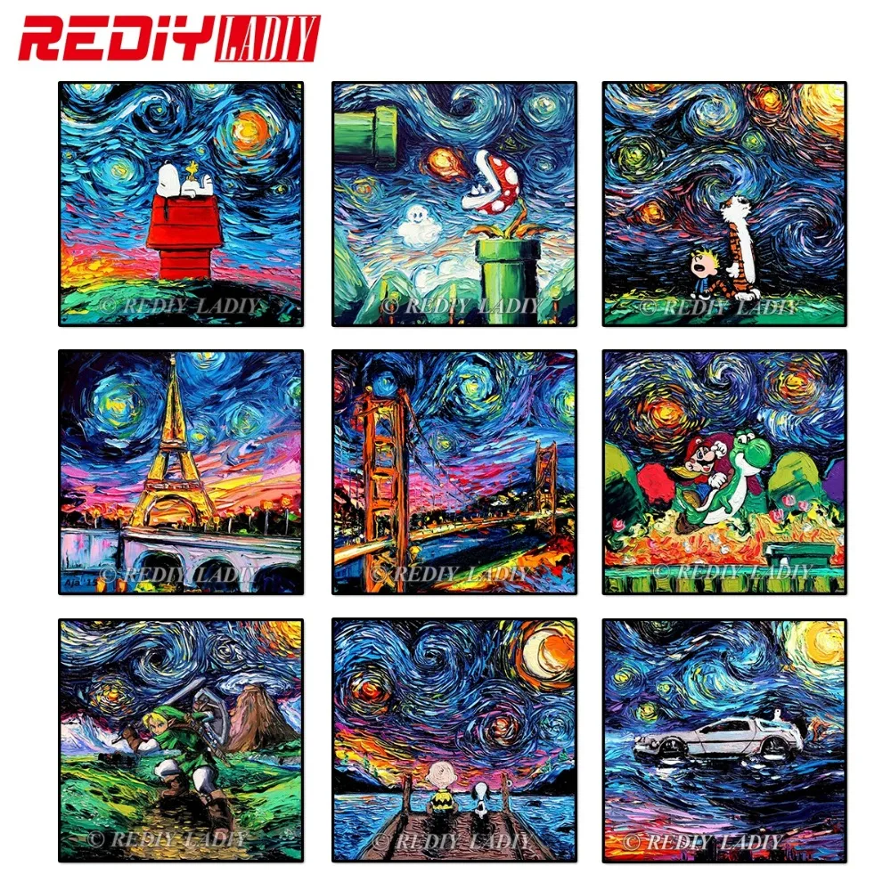 

REDIY LADIY Diamond Painting Square Rhinestones Cross Stitch Kits Diamond Embroidery Abstract Painting Mosaic Hobby and Crafts