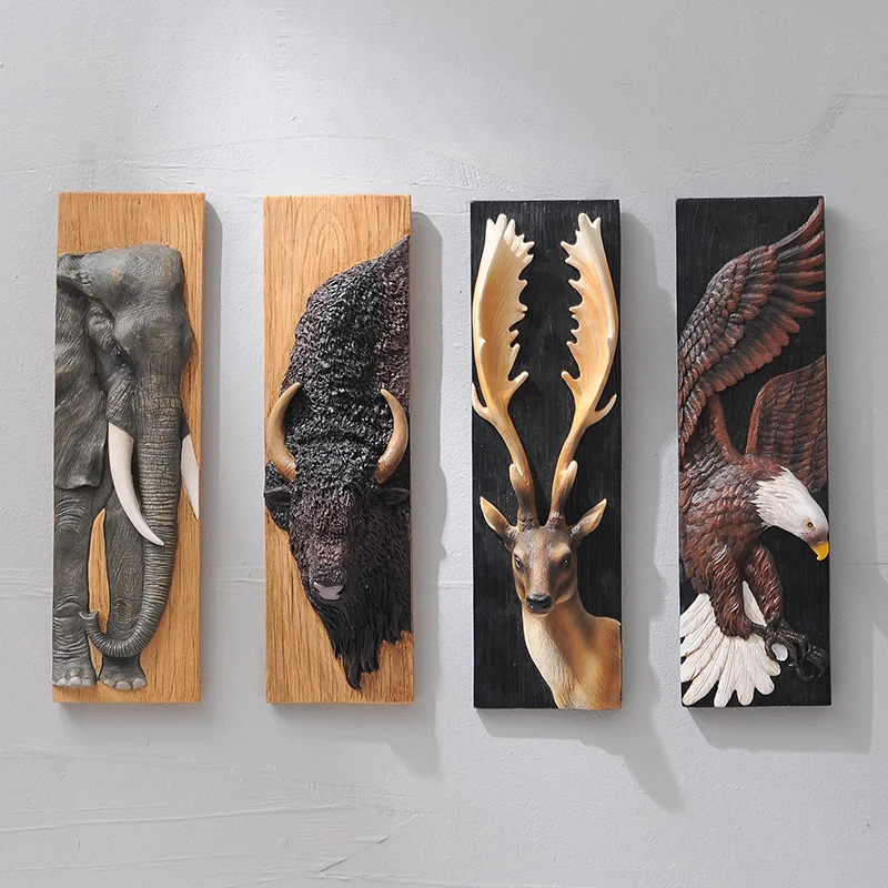 Настенные украшения 3D картина с животными Орел Слон Олень бык Фреска смолы настенные подвесные украшения аксессуары для дома подарок для дома
