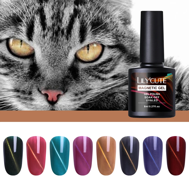 

LILYCUTE 8ml Magnetic Glitter Gel Nail Polish Nail Art 3D Cat Eye UV Gel Varnish Long Lasting Soak Off Gel Lacquer