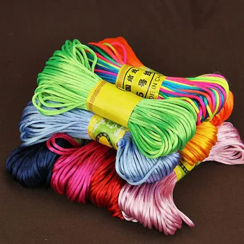

20 Meters/lot Soft Satin Rattail Silk Macrame Cord Multicolors 2mm Shamballa Beading Nylon Cord for DIY Braided Jewelry Making