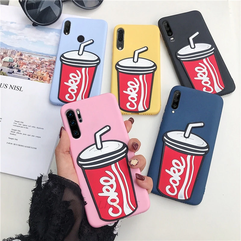 

3D cola silicone case on for huawei p20 p30 pro lite p smart plus 2019 2018 cute soft tpu phone back cover cases fundas