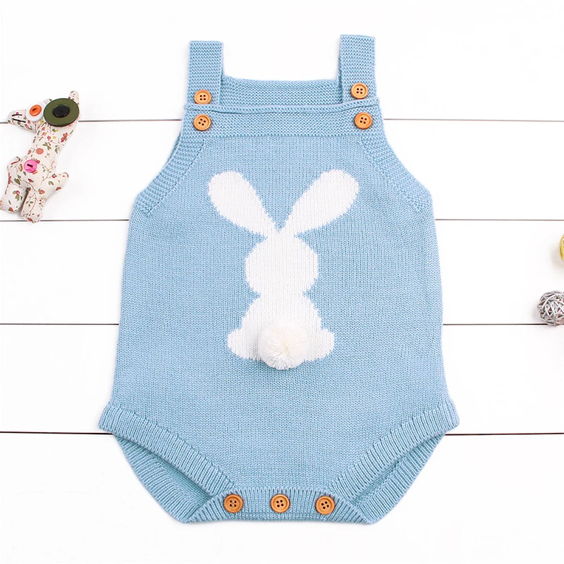 

CieiK Bunny Knit Sleeveless Baby Romper 2018 Spring Newborn Girl Boy Clothes Cute Soft Costume Infantil Overall Toddler Sweater