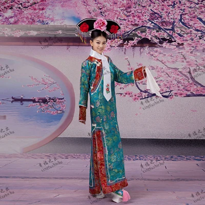 Китайское Старинное платье в народном стиле танцевальная одежда фото платье династии Цин Чонг-Сэм платье принцессы для косплея один размер 0818 - Цвет: green