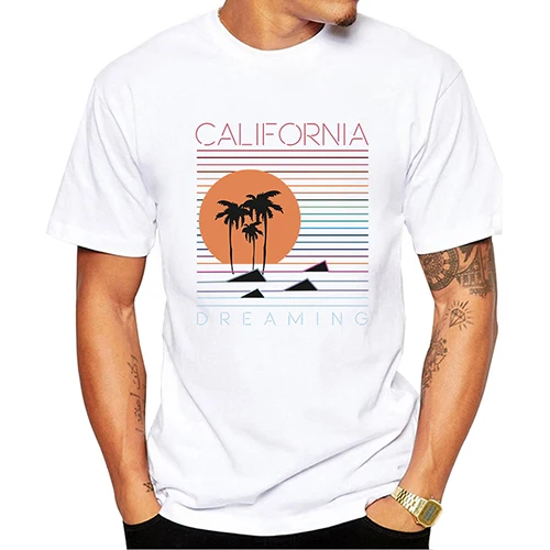 Винтажная Мужская футболка California Beach с принтом в виде пейзажа, повседневные футболки с коротким рукавом, хипстерские крутые топы, Ретро футболка O207 - Цвет: 1