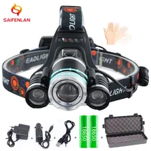 Sensor de movimento farol 50000 lúmens, XML-T6 zoom à prova d' água lanterna 18650 bateria recarregável para pesca