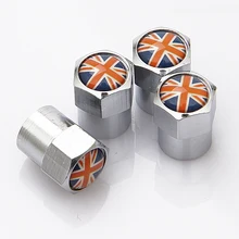 Automobile Motorcycle Wheel Accessories Metal Car Tire Valve Caps With UK United Kingdom Flags Logo Styling Air Tyre Stem Cover