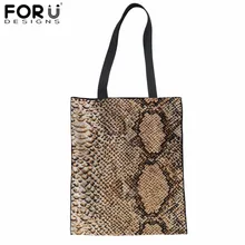 FORUDESIGNS сумка для покупок змеиная печать Холщовая Сумка для женщин женская сумка для хранения для покупок многоразовая эко-сумка женская