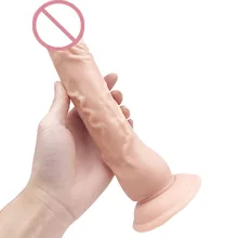Flesh 23*4CM Simulate Artificial Dildo Massage G spot Female Masturbator Male Genitals Long Dong Penis Sex Products for women.