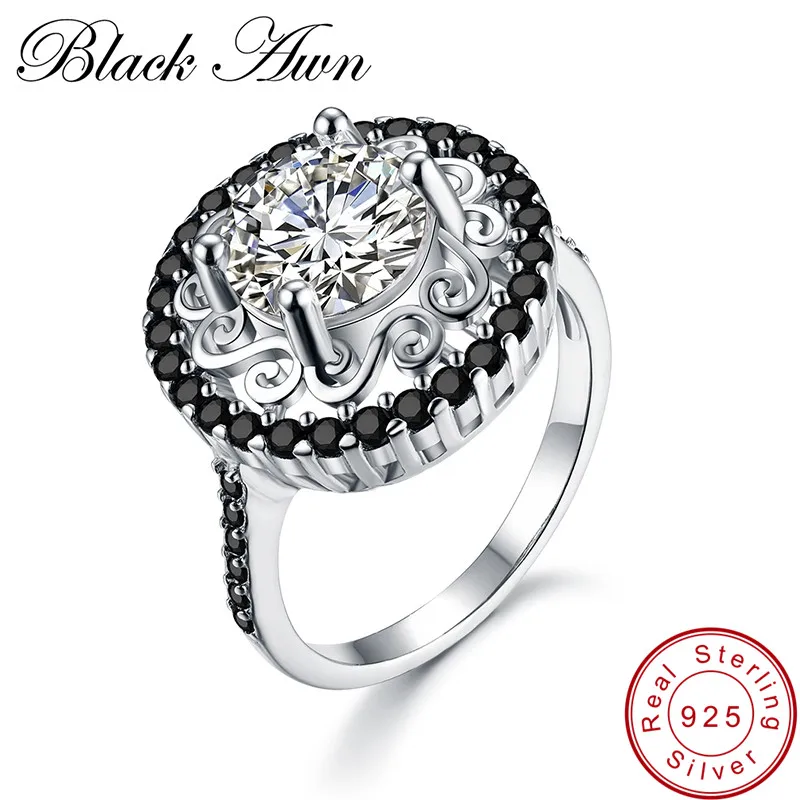 Женское кольцо из серебра 925 пробы с черной шпинелью|ring for|rings for womenrings women black |
