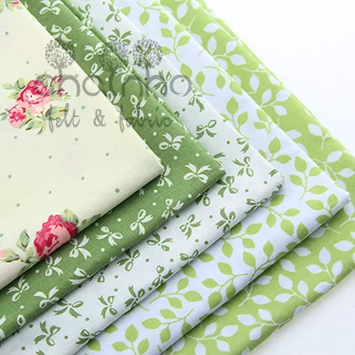 

Cotton Fabric DIY Handmade Hometextile For Patchwork Cloth For Dress Curtain Green and white leaf butterfly red flower20x25cm
