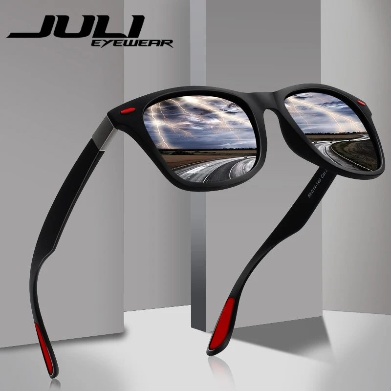 

JULI BRAND DESIGN Classic Polarized Sunglasses Men TR90 Square Frame Sports Sun Glasses Male Driving Goggles UV400 Eyewear