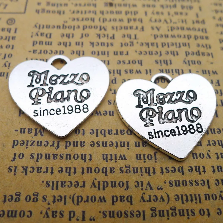 80 шт. mezzo piano since1988старинная Серебряная бронзовая Очаровательная подвеска из