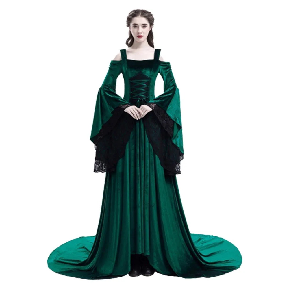 

High Quality Medieval Dress Women Medieval Retro Vintage Dress Costume Renaissance Gothic Costume Gown Halloween Cosplay Costume