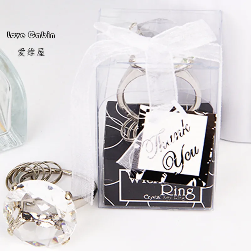 Wedding gift Diamond ring shape keychain Key accessories wedding favors and gifts for guest married Favors 50pcs, pop keychain toys