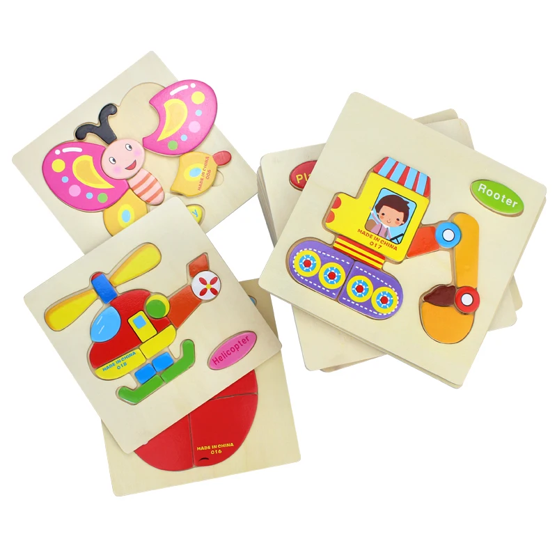 

1pc Wooden 3D Puzzle Jigsaw Wooden Toys For Children Cartoon Animal Puzzles Intelligence Kids Children Educational Toy