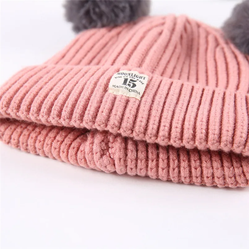 Headwear Baby hats for girls Baby newborn hats Boys Girls Cap Cotton Knitted Ball Warm Children Hats czapki dla dzieci #4S4 (16)