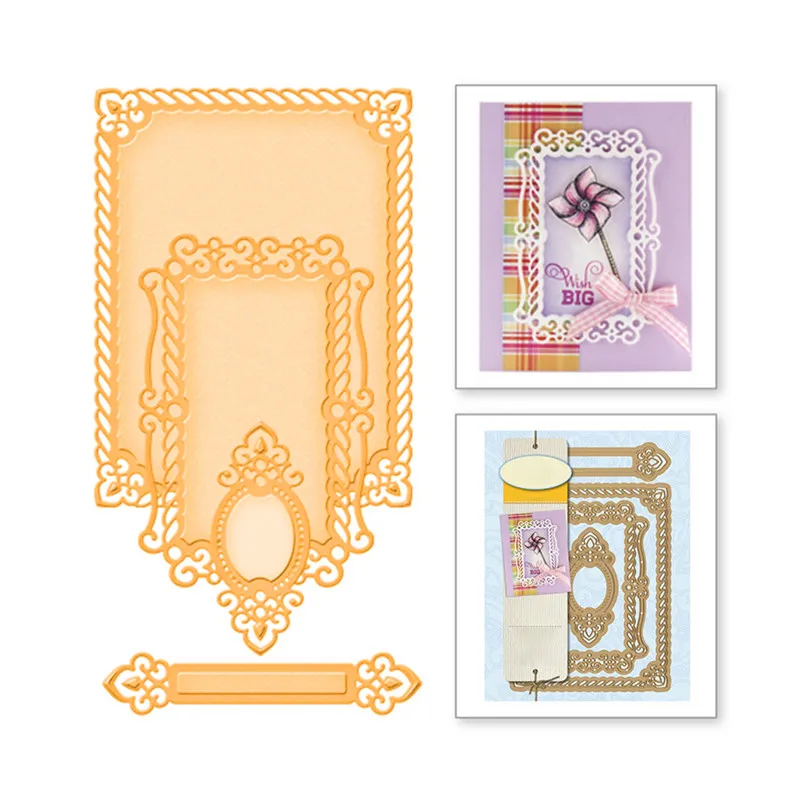 

YaMinSanNiO Frame Metal Cutting Dies for Background Dies Scrapbooking Rectangle Card Making Embossing Craft Dies Decoration