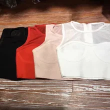 Летний сексуальный бандажный Топ для женщин короткий сетчатый Женская майка Женская повязка без рукавов топы оптом