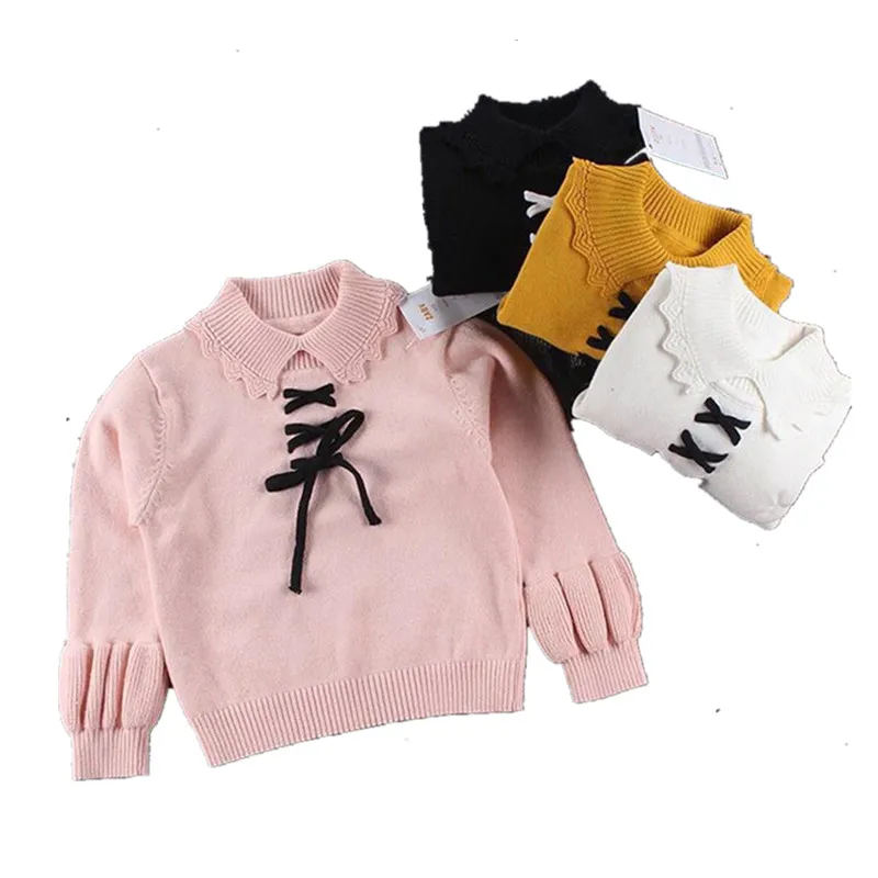 

Funfeliz Sweaters for Girls Solid Color Turtleneck Sweater for Kids 2018 Autumn Winter Knitwear Pullover baby Girl Cardigan 1-7
