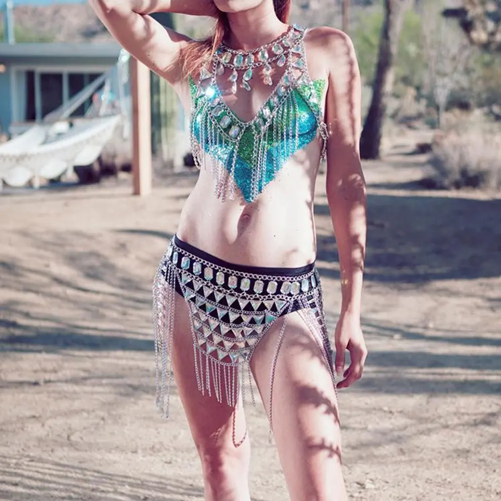 

Sexy Acrylic Crystal Bikini Body Chain for Women Summer Beach Bikini suit Nightclub Festival Jewelry