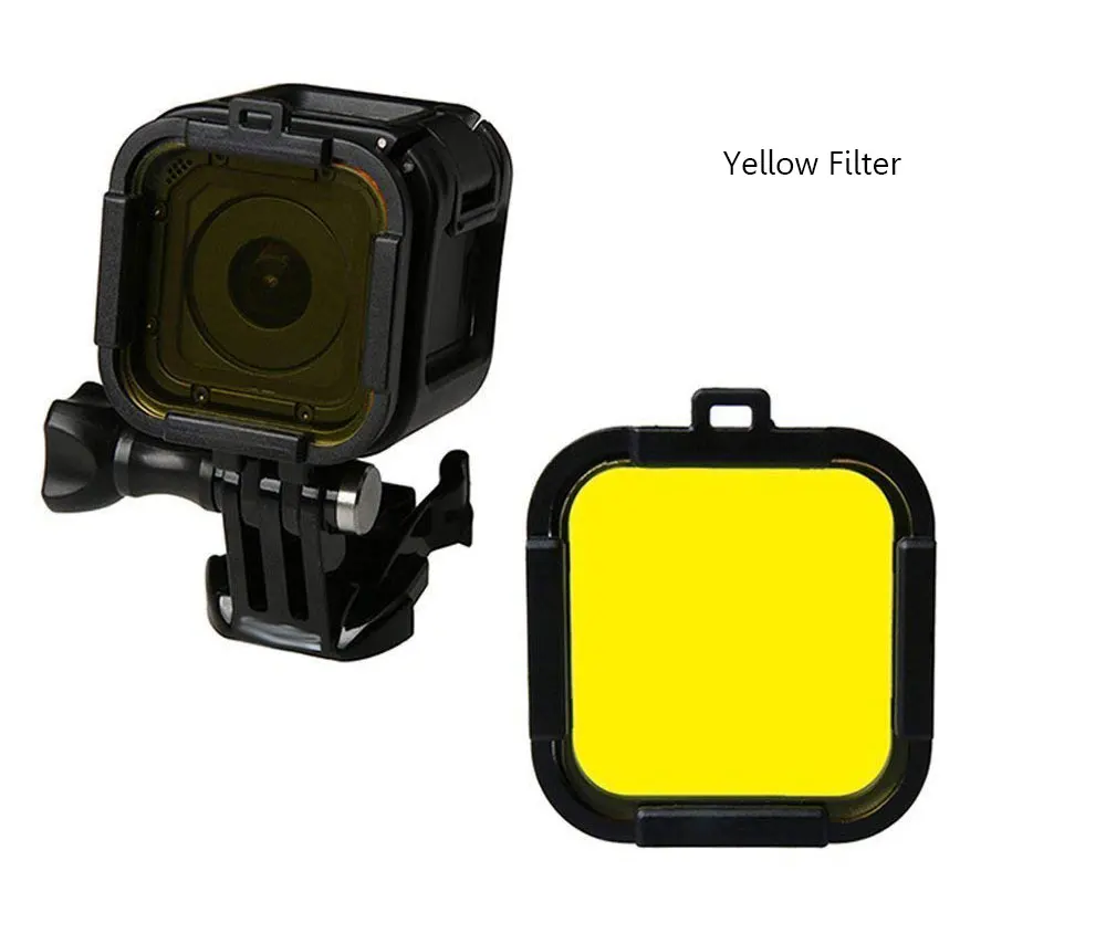 Waterproof Dive Filter 4 Color Diving Filter Red Purple Yellow Gray Lens Cap Lens Protector for Gopro Hero 4 Session 5 Session Cube (13)