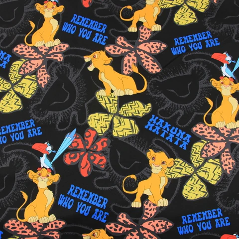 

half meter 100% cotton thin canvas fabric with cartoon lion print, handmade DIY quilting patchwork bag cloth D30